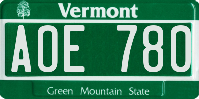 VT license plate AOE780