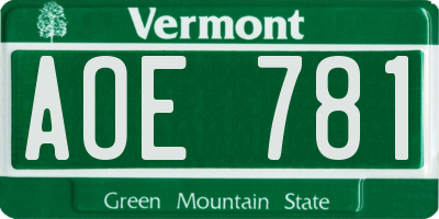 VT license plate AOE781