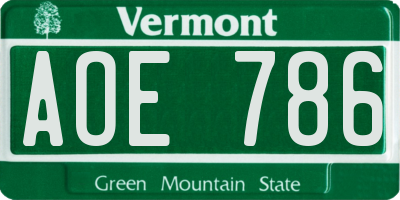 VT license plate AOE786