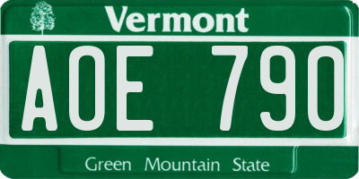 VT license plate AOE790