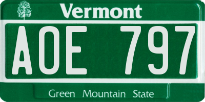 VT license plate AOE797