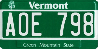 VT license plate AOE798