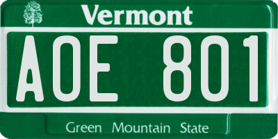 VT license plate AOE801