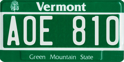 VT license plate AOE810