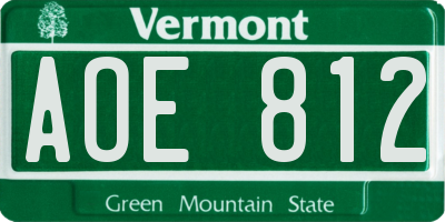 VT license plate AOE812