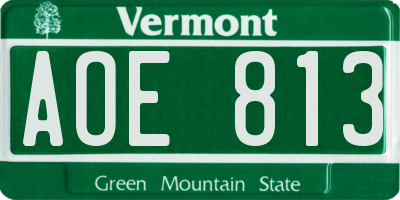 VT license plate AOE813
