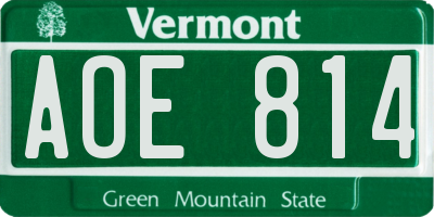 VT license plate AOE814