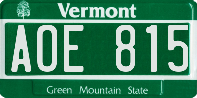 VT license plate AOE815