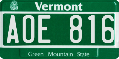 VT license plate AOE816