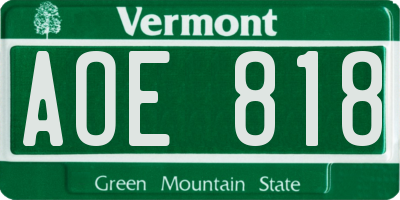 VT license plate AOE818