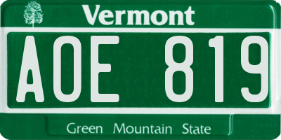 VT license plate AOE819