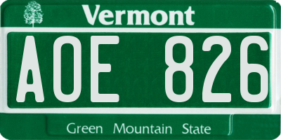 VT license plate AOE826