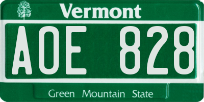 VT license plate AOE828