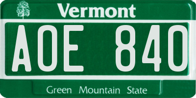 VT license plate AOE840