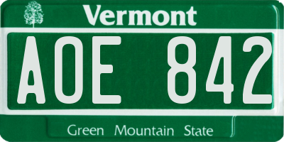 VT license plate AOE842