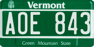 VT license plate AOE843