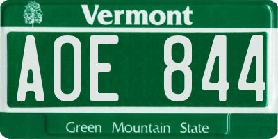VT license plate AOE844