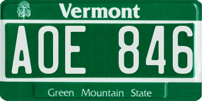 VT license plate AOE846
