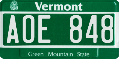 VT license plate AOE848