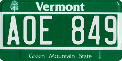 VT license plate AOE849