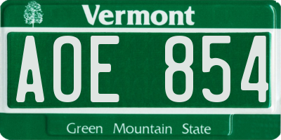 VT license plate AOE854