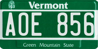 VT license plate AOE856