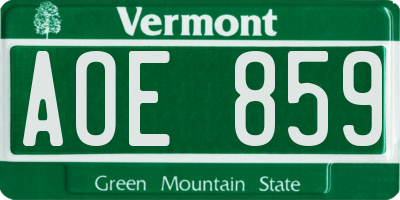 VT license plate AOE859