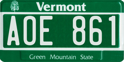 VT license plate AOE861