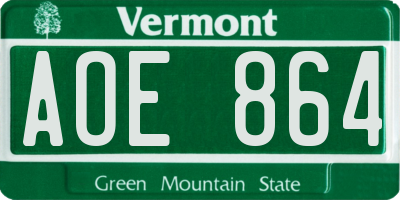 VT license plate AOE864