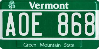 VT license plate AOE868