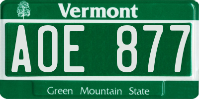 VT license plate AOE877