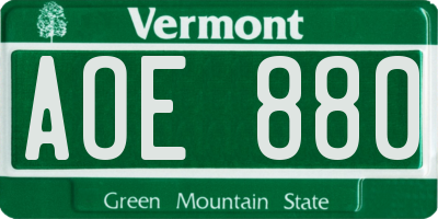 VT license plate AOE880