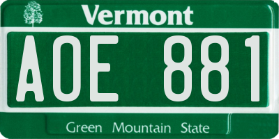 VT license plate AOE881