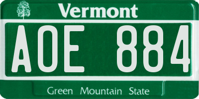 VT license plate AOE884