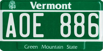 VT license plate AOE886