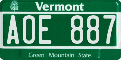VT license plate AOE887
