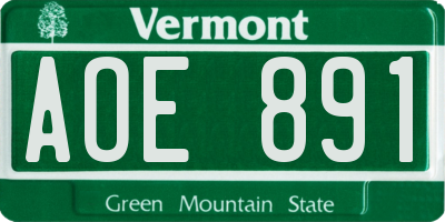 VT license plate AOE891
