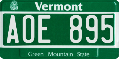 VT license plate AOE895