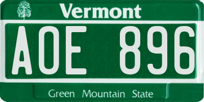 VT license plate AOE896