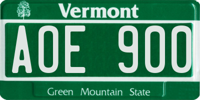 VT license plate AOE900