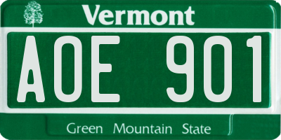 VT license plate AOE901