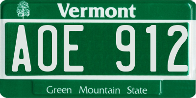 VT license plate AOE912
