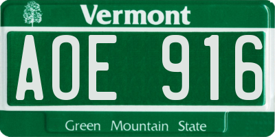 VT license plate AOE916