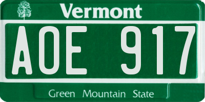 VT license plate AOE917
