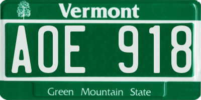 VT license plate AOE918