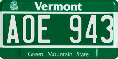 VT license plate AOE943