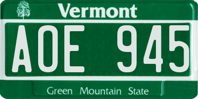VT license plate AOE945