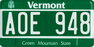 VT license plate AOE948