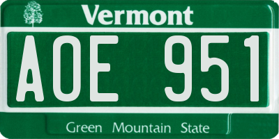 VT license plate AOE951