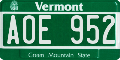VT license plate AOE952